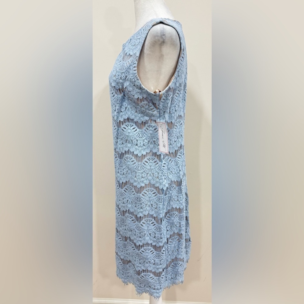 NWT Jessica Howard Women's Medallion Lace Sheath Dress Blue Size 10 - Picture 3 of 9